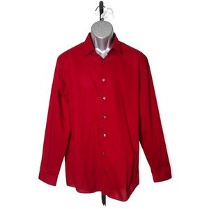 JF J. Ferrar Red Button Front Dress Shirt Slim Large